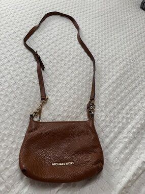 Michael Kors Chestnut Brown Pebbled Leather Crossbody Bag with Gold Hardware